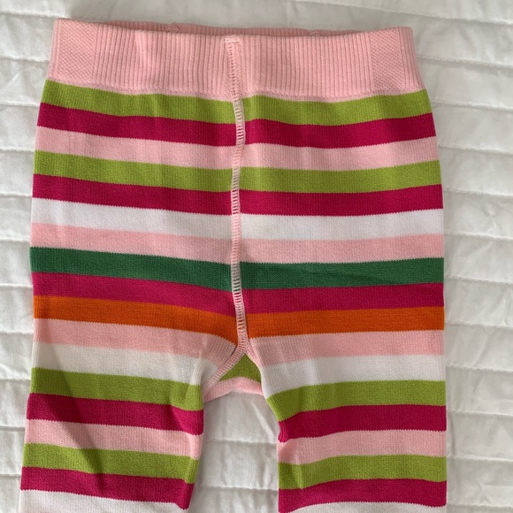 Gymboree Striped Tights Stretchy Pull On Pink Green Orange White Girls M/L - Picture 6 of 12